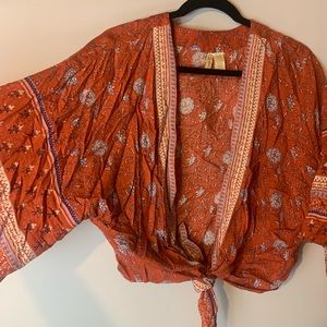 Burnt orange tie shawl